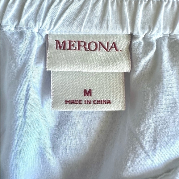 Merona Women’s White Cotton Tiered Midi Skirt Ruffled Knee-Length Size M - Picture 8 of 9